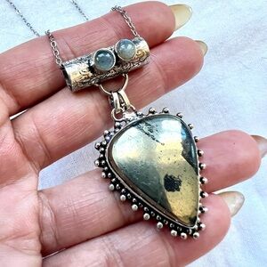 925 OOAK! Pyrite + Labradorite Pendant Necklace